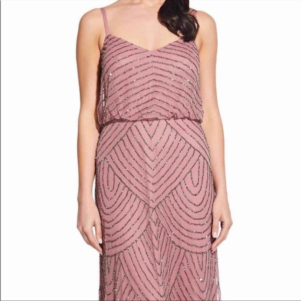 ADRIANNA PAPELL- ART DECO BEADED BLOUSON GOWN